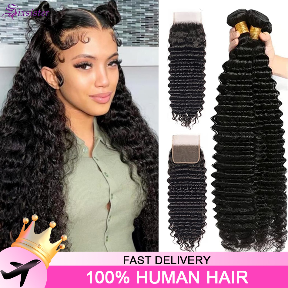 Deep Wave Human Hair Bundles w - đánh giá và giá Deep Wave 3 Bundles With Closure