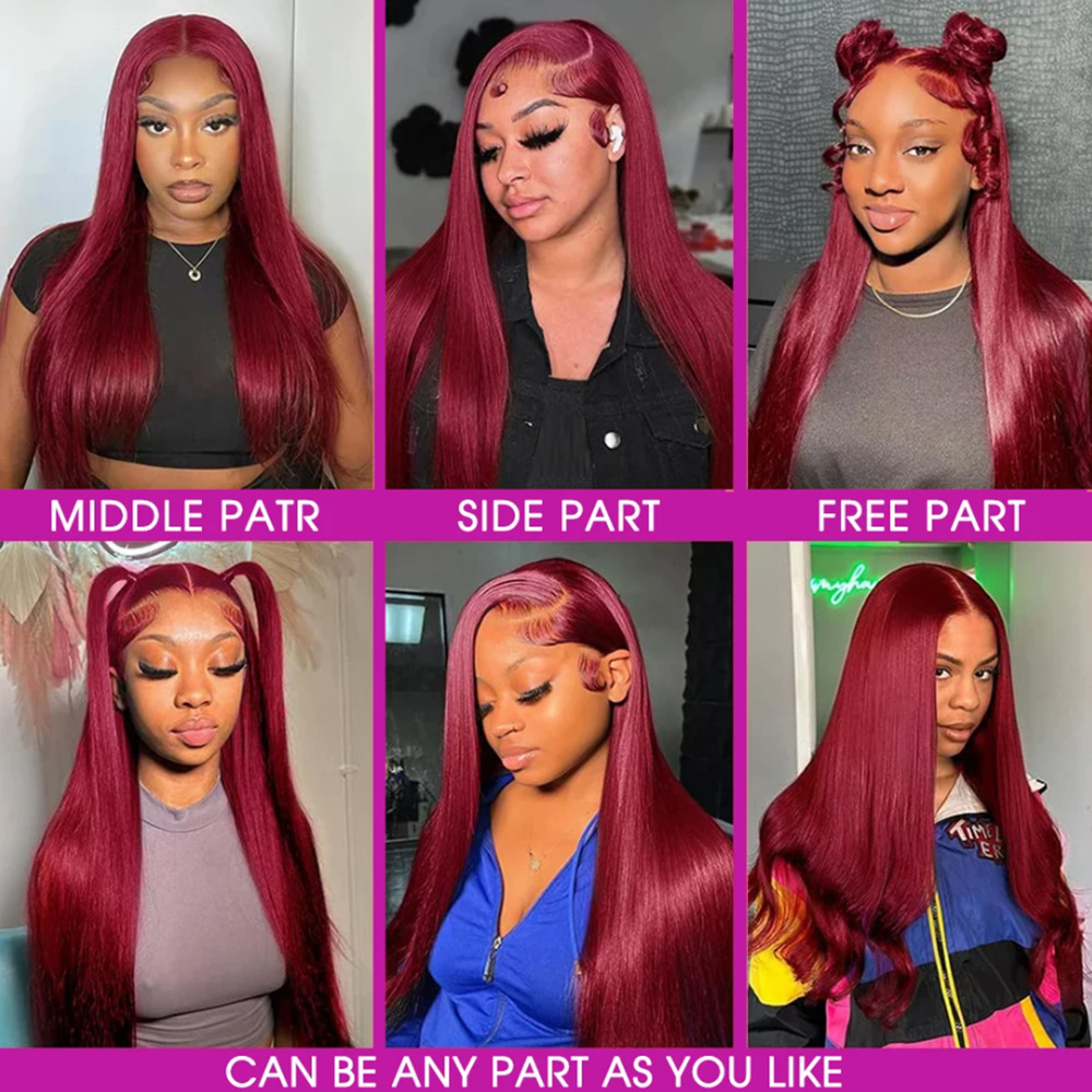 99J Burgundy Silky Straight Hu - đánh giá và giá Lace Front Wigs