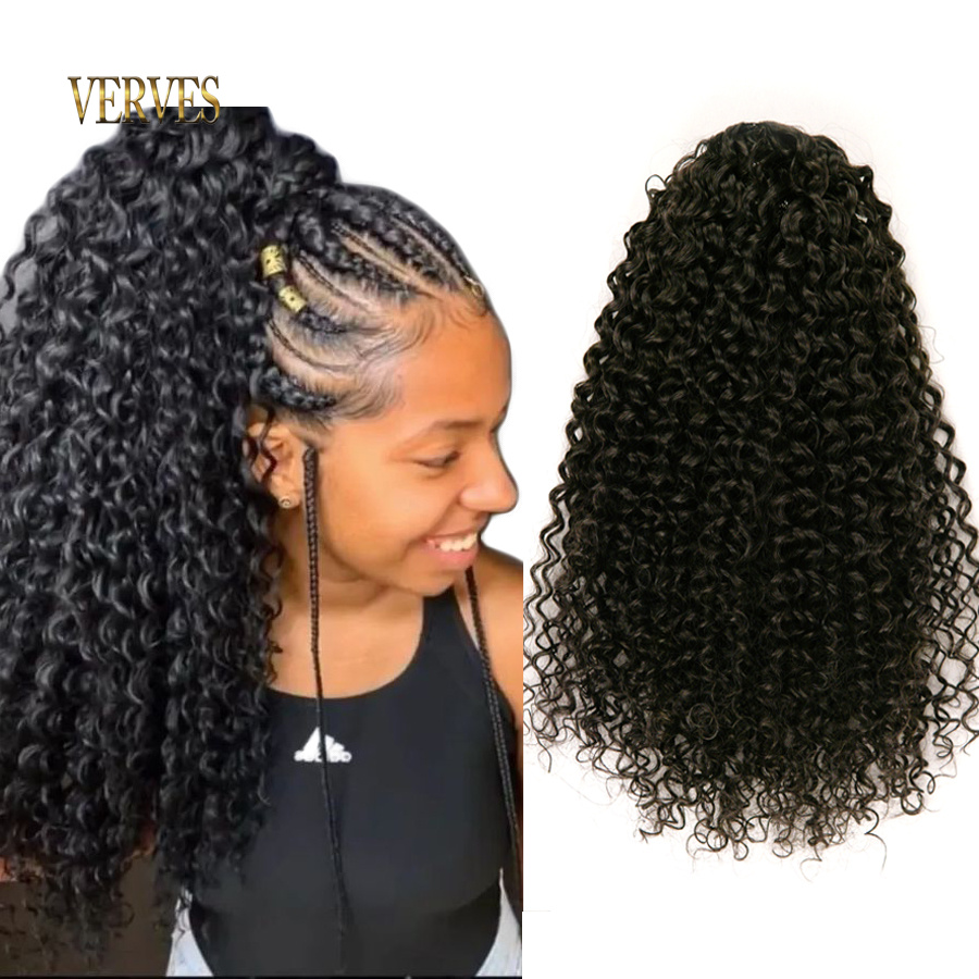 VERVES Tổng Hợp Dây Rút Phồng  - đánh giá và giá Drawstring Afro Curly Puff Ponytail