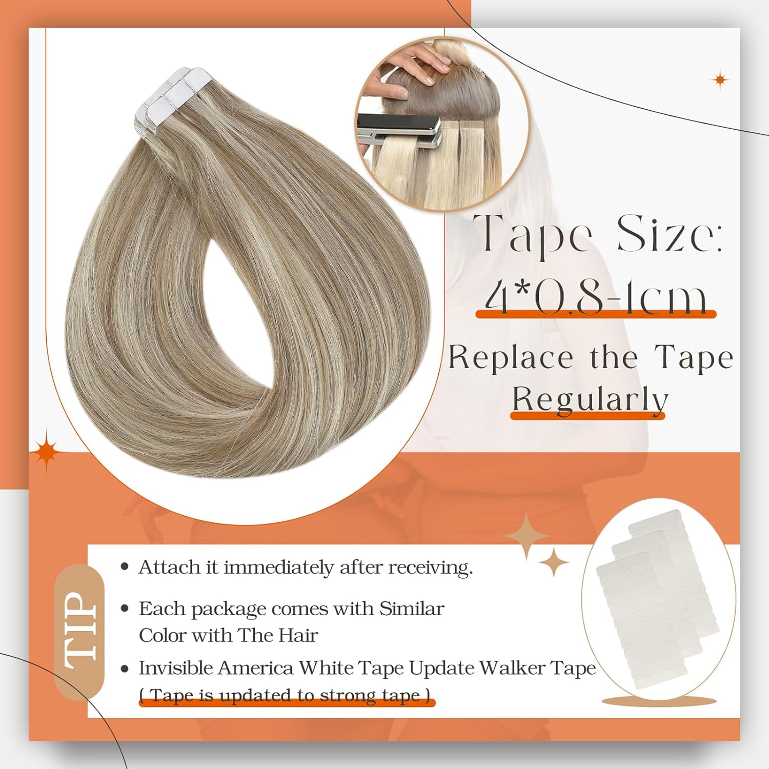Full Shine Tape In Human Hair  - đánh giá và giá Invisible Tape In Extensions Real Hair