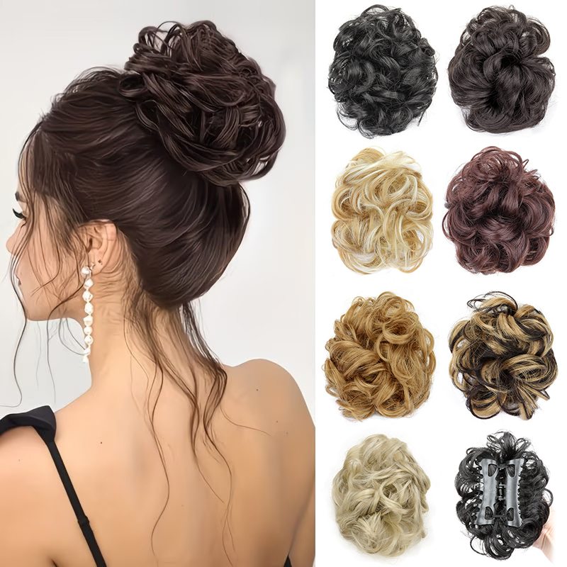 Synthetic Messy Bun Short Curl - đánh giá và giá Claw Clip Messy Bun Hair Piece