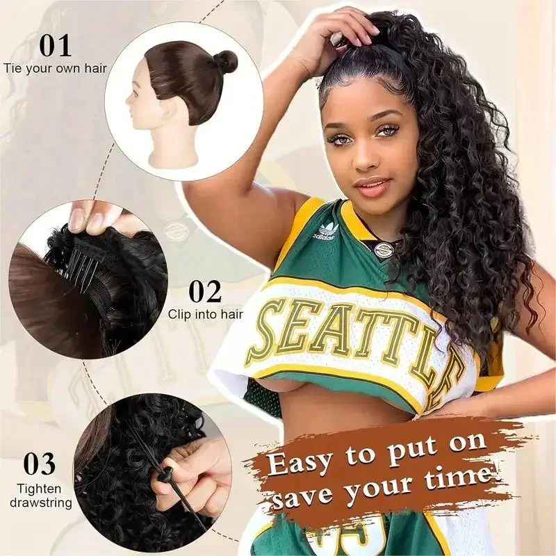 Long Kinky Curly Drawstring Po - đánh giá và giá Drawstring Afro Curly Puff Ponytail