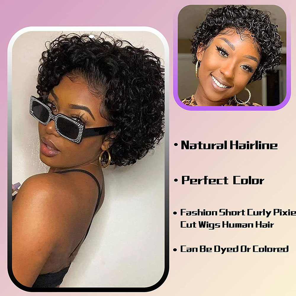 Short Pixie Cut Wig Curly Huma - đánh giá và giá Short Pixie Cut Wig Human Hair Cheap
