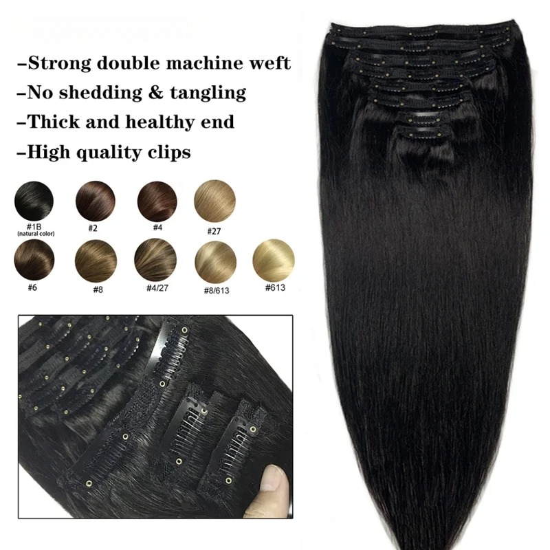 Natural Straight Clip In Human - đánh giá và giá Seamless Clip In Hair Extensions Human Hair