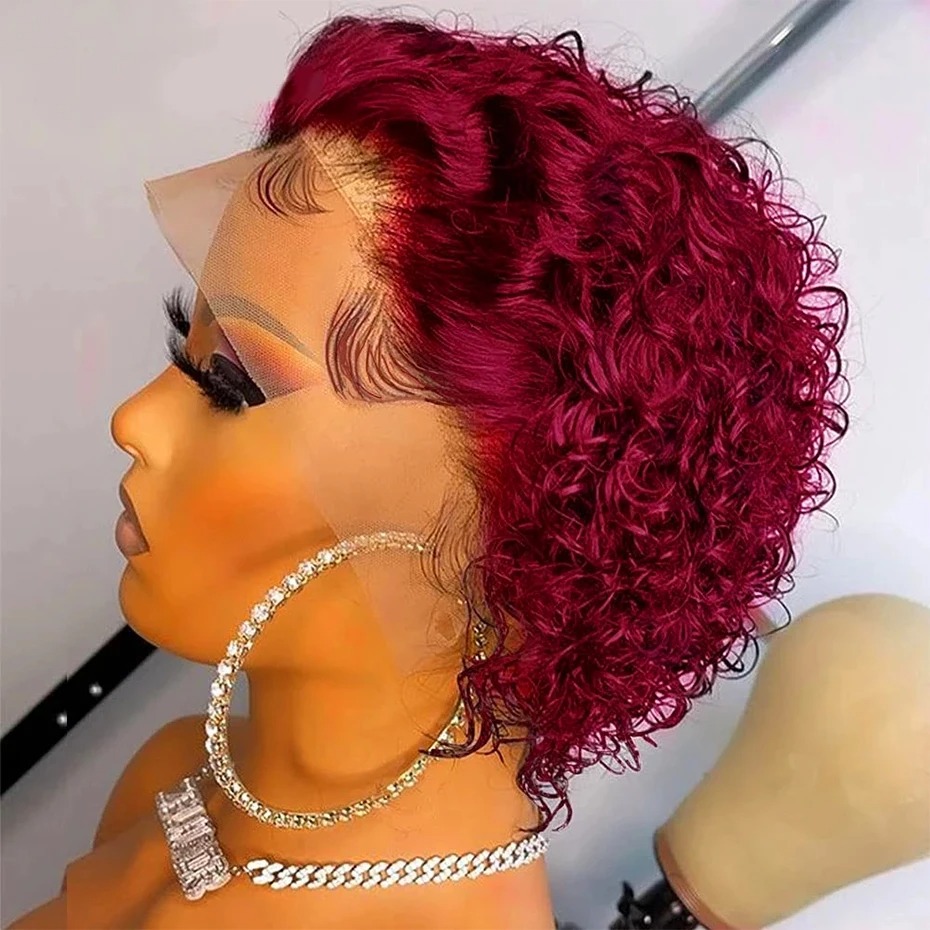 Pixie Cut Wig 99J Color Lace W - đánh giá và giá Short Pixie Cut Wig Human Hair Cheap