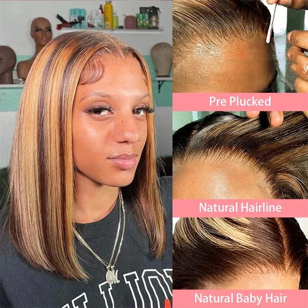 Honey Blonde Bob Wigs Human Ha - đánh giá và giá Glueless Wear And Go Human Hair Wig