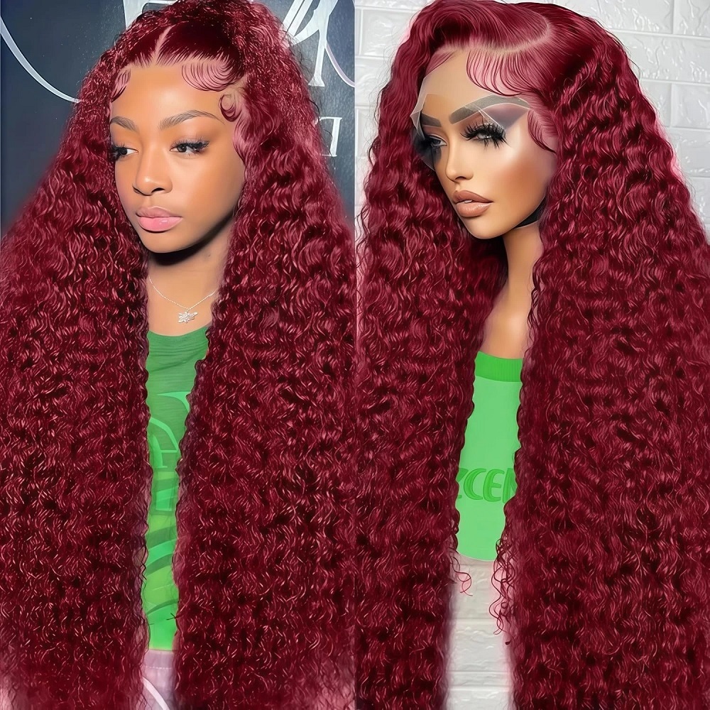 99J Burgundy Colored Deep Wave - đánh giá và giá Human Hair Wigs