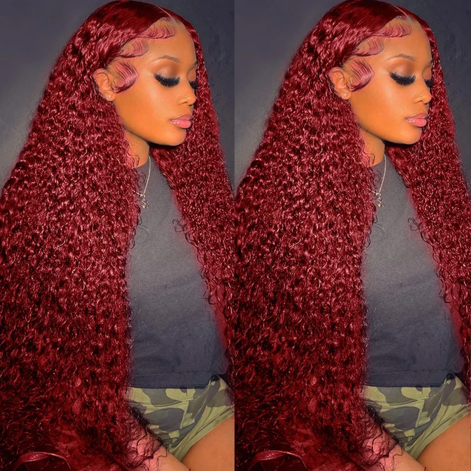 99J Burgundy Colored Deep Wave - đánh giá và giá Human Hair Wigs