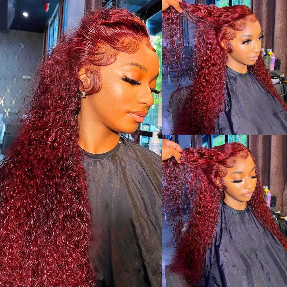 99J Burgundy Colored Deep Wave - đánh giá và giá Human Hair Wigs