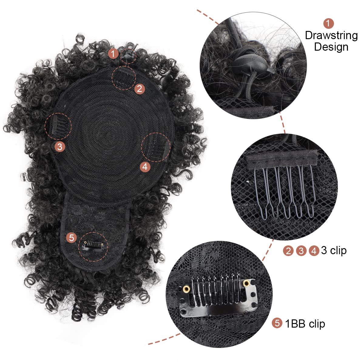 Afro Puff Synthetic Drawstring - đánh giá và giá Drawstring Afro Curly Puff Ponytail