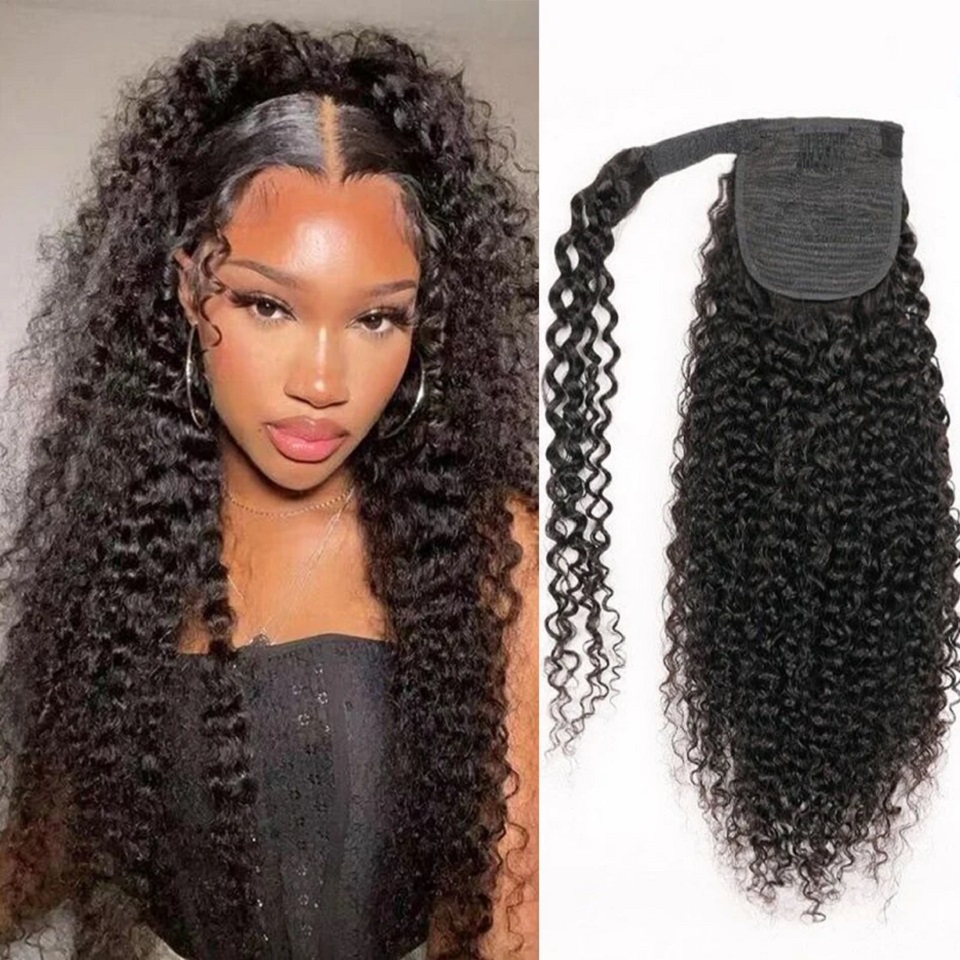 Kinky Curly Human Hair Ponytai - đánh giá và giá Seamless Clip In Hair Extensions Human Hair