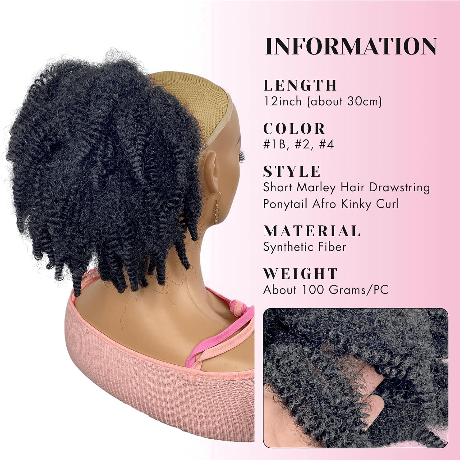 12inch Short Marley Hair Draws - đánh giá và giá Drawstring Afro Curly Puff Ponytail