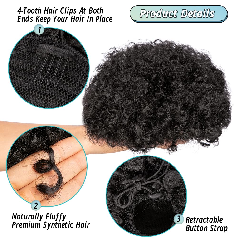 Afro Puff Drawstring Ponytail  - đánh giá và giá Drawstring Afro Curly Puff Ponytail