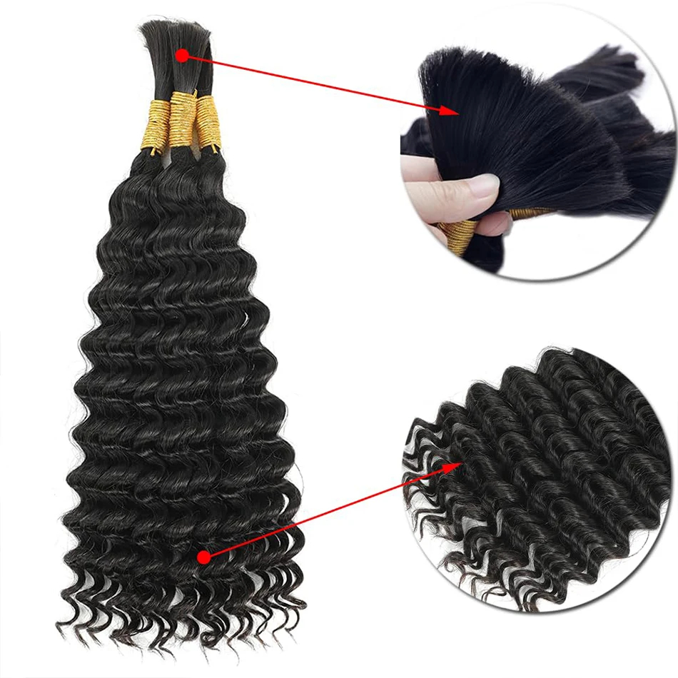 Deep Water Wave No Weft Virgin - đánh giá và giá Water Wave Bulk Human Hair For Braiding