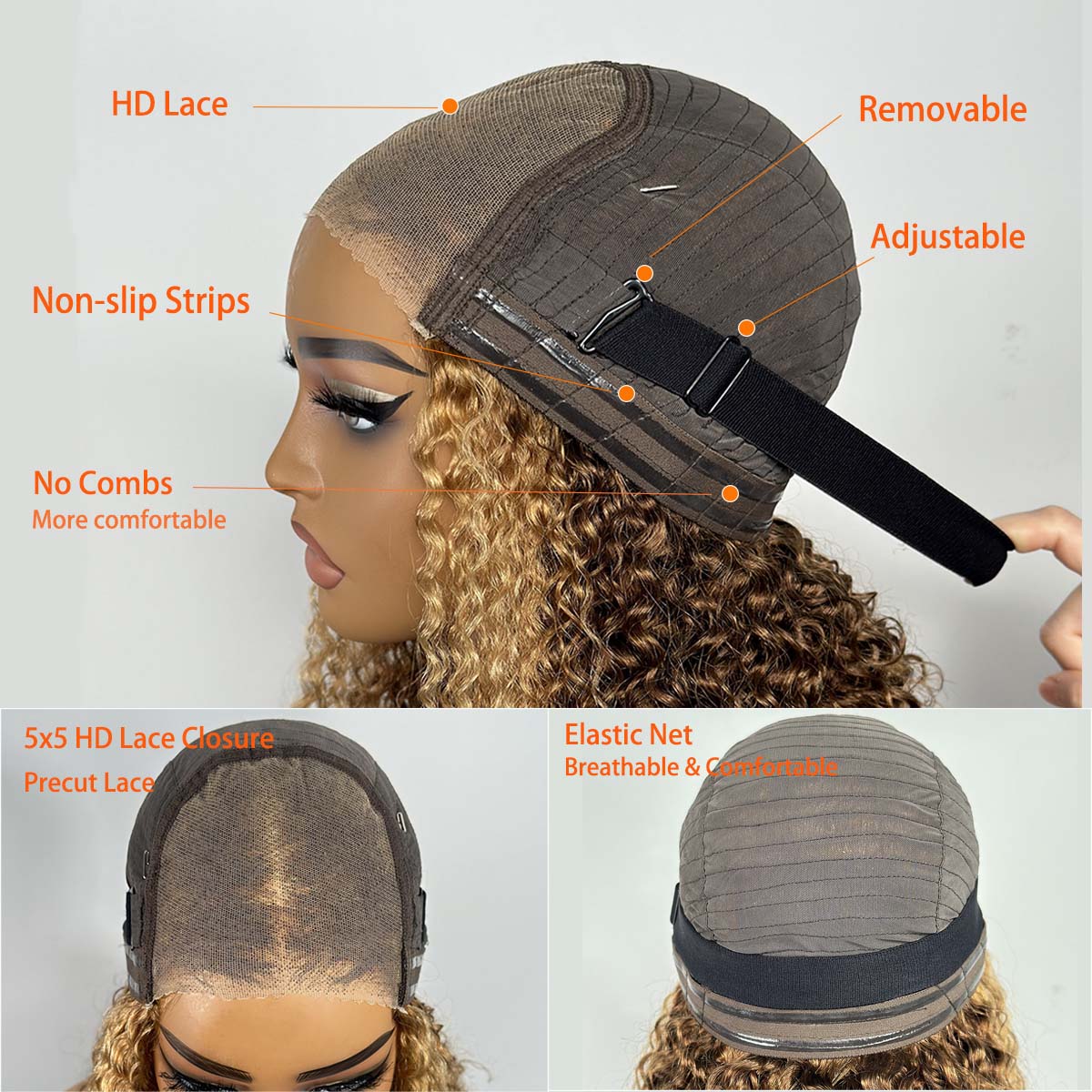 Wear & Go Wig P427 Honey Blond - đánh giá và giá Glueless Wear And Go Human Hair Wig