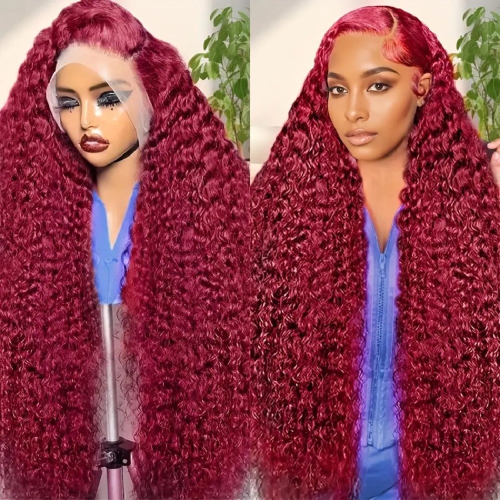 200 Density Burgundy Deep Wave - đánh giá và giá Human Hair Wigs