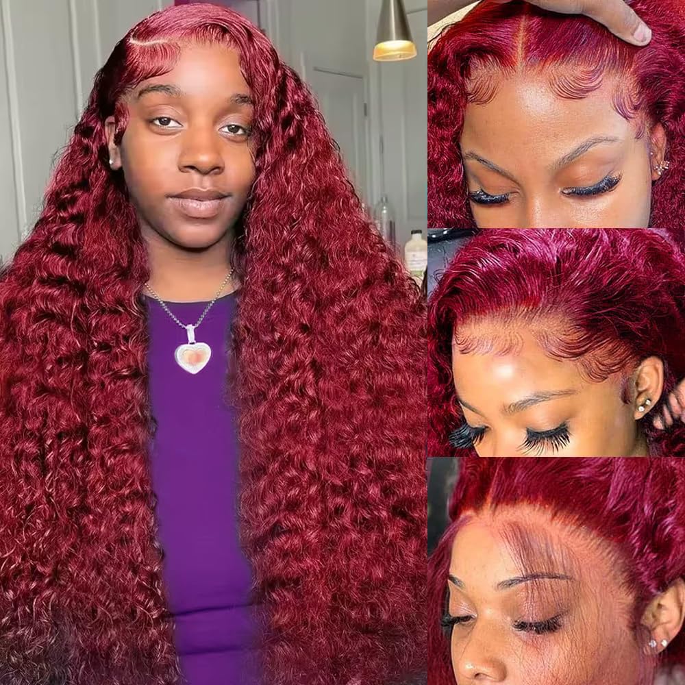 200 Density Burgundy Deep Wave - đánh giá và giá Human Hair Wigs