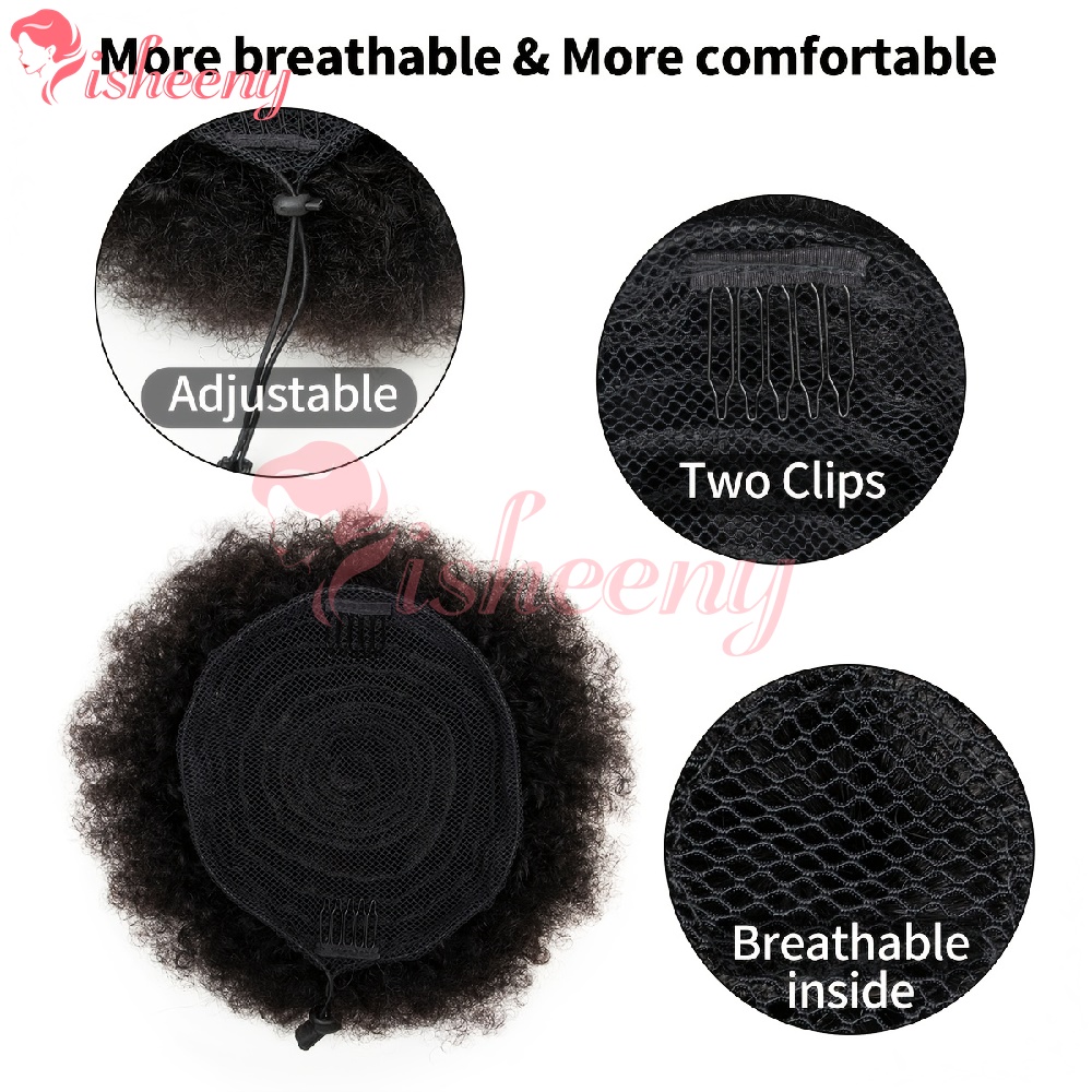 Isheeny Kinky Curly Afro Puff  - đánh giá và giá Drawstring Afro Curly Puff Ponytail