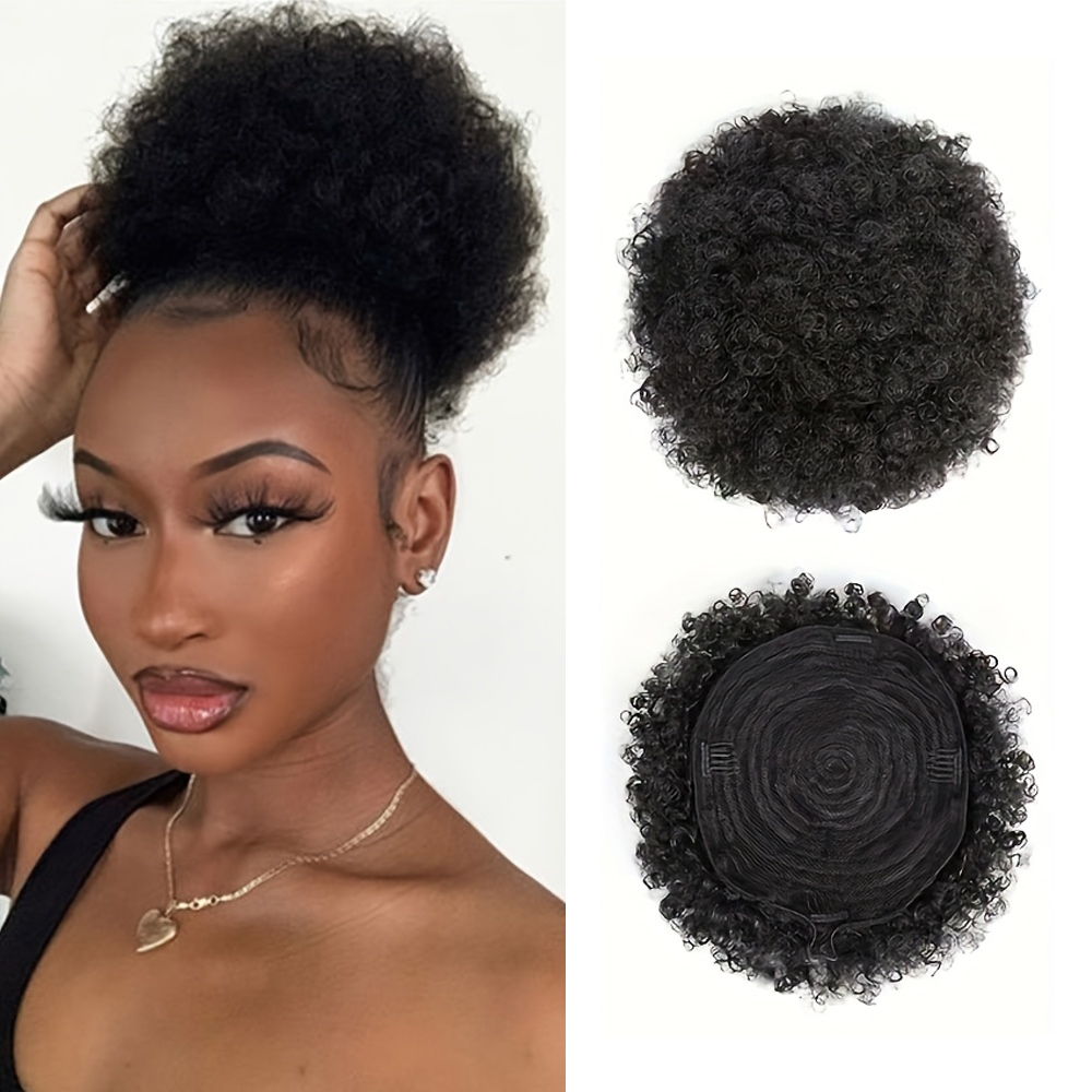 Afro Kinky Puffs 100% Human Ha - đánh giá và giá Drawstring Afro Curly Puff Ponytail